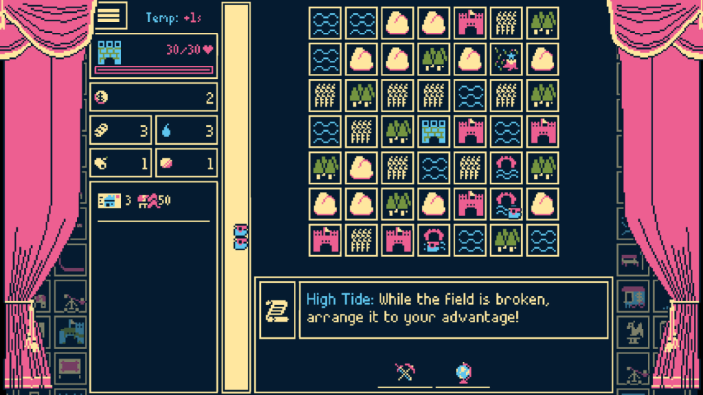 An image of the video game Titanium Court during the High Tide phase of the game.